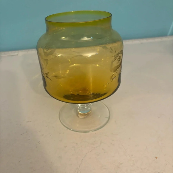 Vintage Other - 🛍️3/$30 Vintage  amber etched glass apothecary jar
